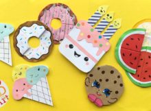 Picture showing 5 really cute food bookmark corner designs by youtuber Red Ted Art