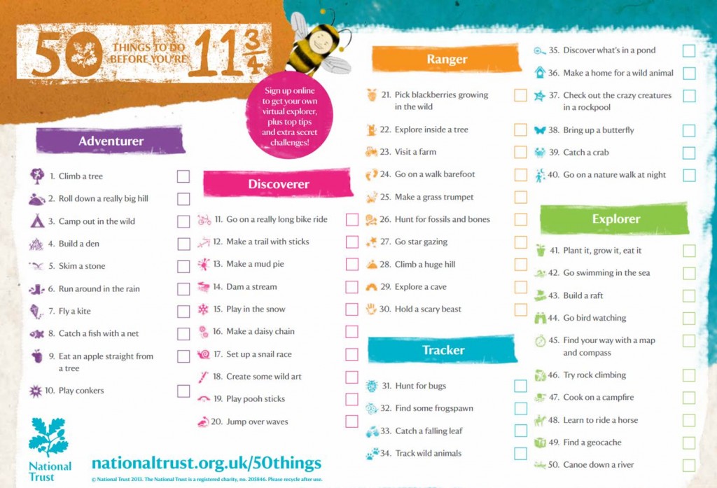 50 Things to do before you are 11 and three quarters!